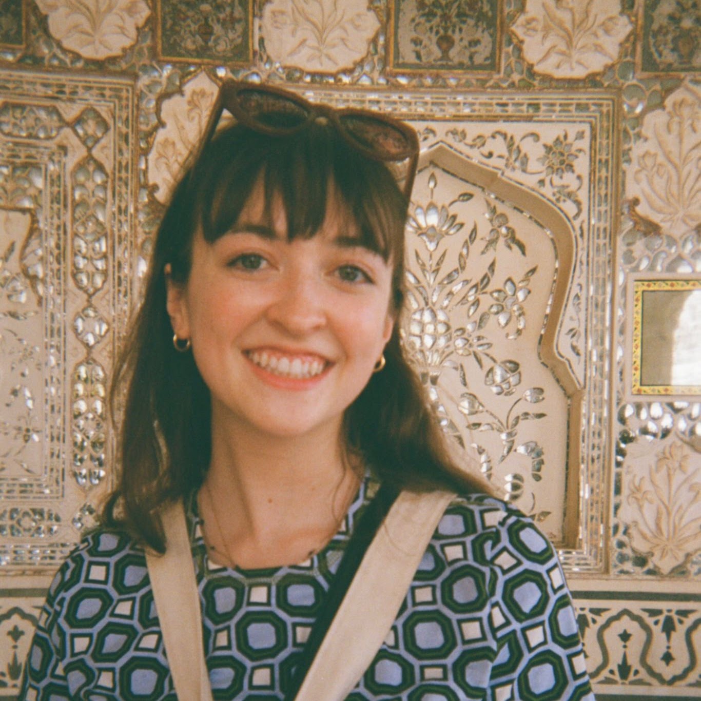 Photo of Emma Healy, taken on a disposable camera, in the Amer Palace in Jaipur, Rajasthan, India.